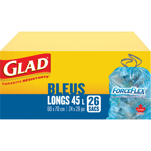 45L Recycling Bags, Regular, 24" W x 28" L, Blue Superchem Industries