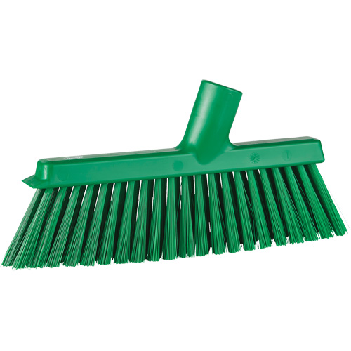 Dustpan Broom with Angled Thread, Medium Bristles, 10", Polyester, Green Superchem Industries