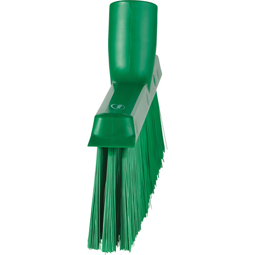 Dustpan Broom with Angled Thread, Medium Bristles, 10", Polyester, Green Superchem Industries