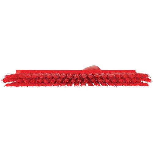 Dustpan Broom with Angled Thread, Medium Bristles, 10", Polyester, Red Superchem Industries