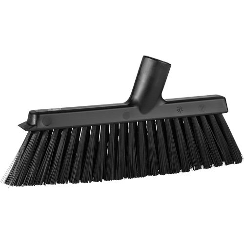 Dustpan Broom with Angled Thread, Medium Bristles, 10", Polyester, Black Superchem Industries