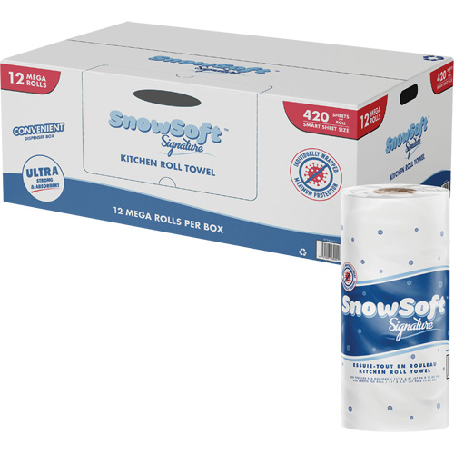 Rouleau dessuie-tout de cuisine Signature de Snow Soft, 2 Pli, 420 Feuilles/rouleau, 4,5" la, 11" lo Superchem Industries