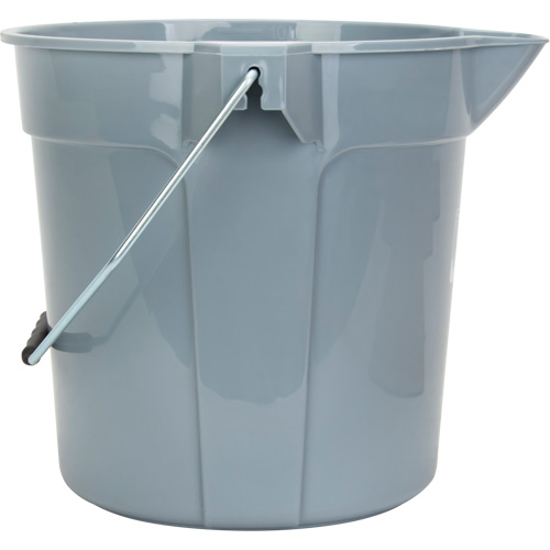 Round Bucket with Pouring Spout, 2.64 US Gal. (10.57 qt.) Capacity, Grey Superchem Industries