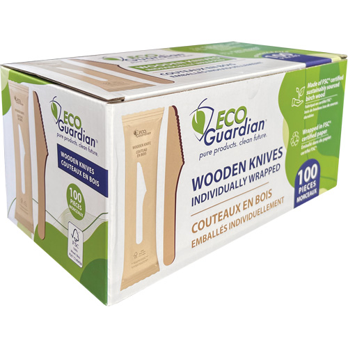 Couteaux en bois emball&eacute;s individuellement Superchem Industries