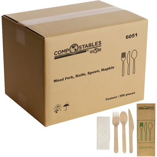 Wood Cutlery Set in Paper Bag Superchem Industries