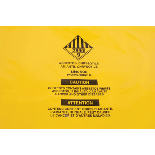 Doublures pour d&eacute;chets dangereux, Amiante, 40" lo x 35" la, 3 mils Superchem Industries