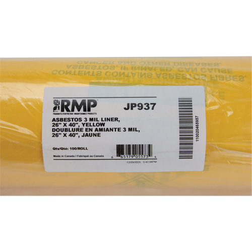 Doublures pour d&eacute;chets dangereux, Amiante, 40" lo x 26" la, 3 mils Superchem Industries