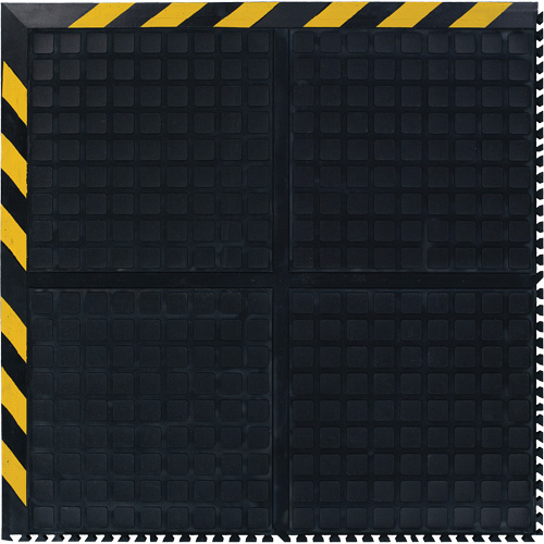 Hog Heaven&reg; Modular Tile 18"  - Corner, Corrugated, 3-1/3' x 3-1/3' x 3/4", Black/Yellow, Nitrile Superchem Industries