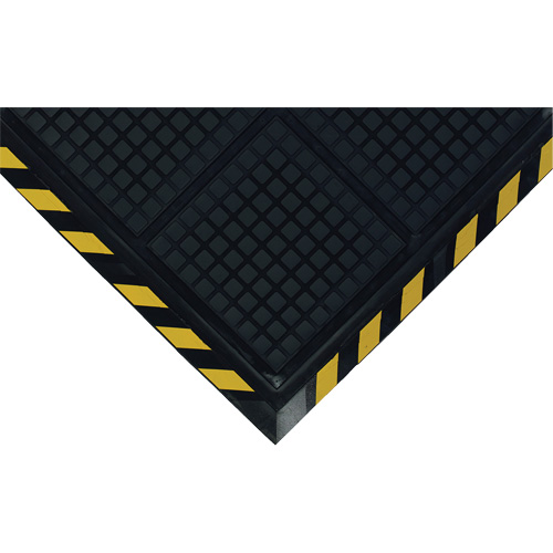 Tapis de poste de travail Hog Heaven Comfort, Ondul&eacute;, 3-3/5' x 3-3/5' x 3/4", Noir/Jaune, Nitrile Superchem Industries