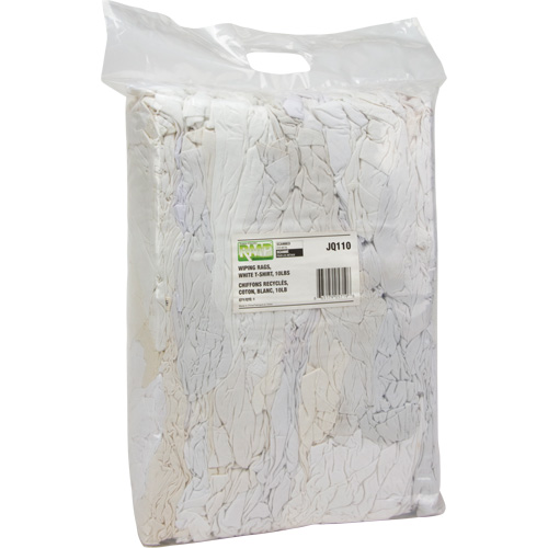 Recycled Material Wiping Rags, Cotton, White, 10 lbs. Superchem Industries