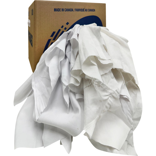 Chiffons recycl&eacute;s, Coton, Blanc, 10 lb Superchem Industries