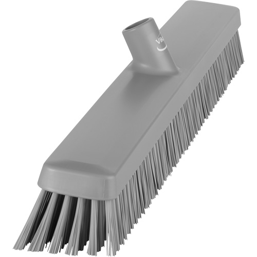 Heavy-Duty Push Broom, Fine/Stiff Bristles, 24", Grey Superchem Industries
