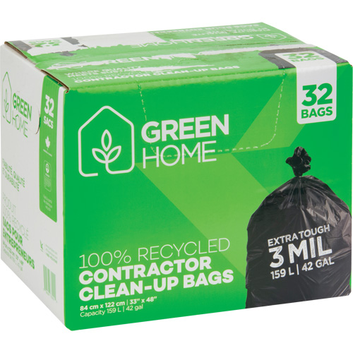 Sacs &agrave; ordures Green Home, Fort, 33" la x 48" lo, 3 mils, Noir, Capacit&eacute; 159 L (42 gal.) Superchem Industries
