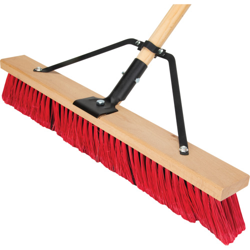 Push Broom with Braced Handle, 24", Medium, PVC Bristles Superchem Industries