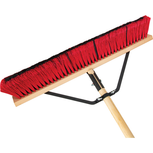 Push Broom with Braced Handle, 24", Medium, PVC Bristles Superchem Industries