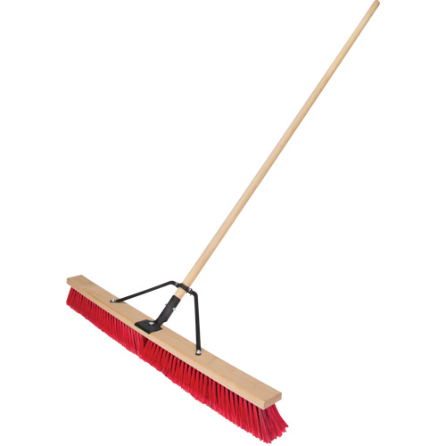 Push Broom with Braced Handle, 36", Medium, PVC Bristles Superchem Industries