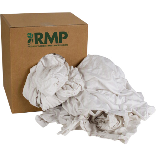 Chiffons recycl&eacute;s, Coton, Blanc, 10 lb Superchem Industries