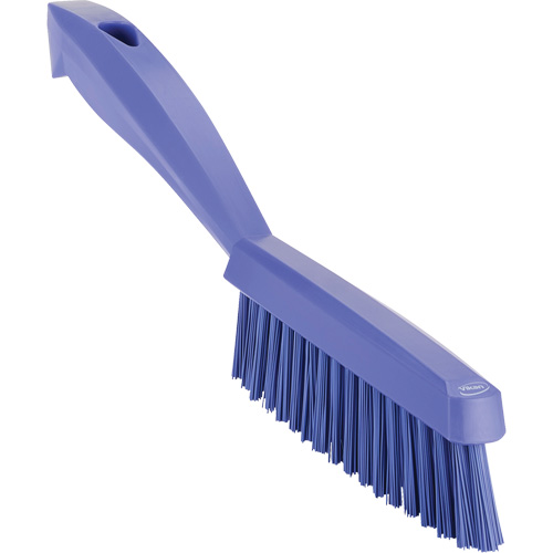 Narrow Hand Brush with Short Handle, Extra Stiff Bristles, 11-4/5" Long, Purple Superchem Industries