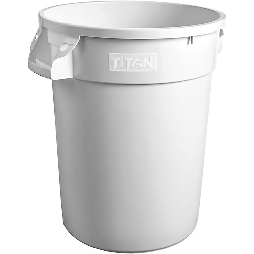 White Titan Heavy-Duty Garbage Container, Plastic, 20 US gal. Superchem Industries