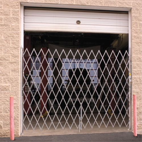 Galvanized Folding Security Gates, Fixed Single Folding, 6' L x 7' H Expanded Superchem Industries