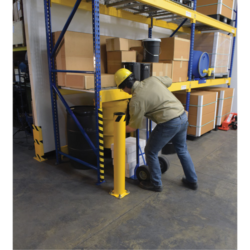 Bollard, Steel, 42" H x 5-1/2" W, Yellow Superchem Industries