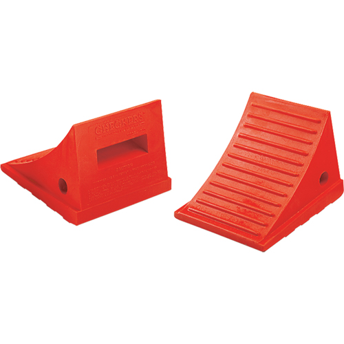 Cales-roue pour usage g&eacute;n&eacute;ral, Polyur&eacute;thane, Orange, 7-1/2" la x 8-1/2" p x 6-1/4" h Superchem Industries