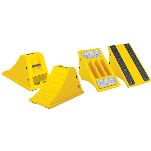 All-Terrain Heavy-Duty Wheel Chocks, Polyurethane, Yellow, 11-1/4" W x 21" D x 12-1/4" H Superchem Industries