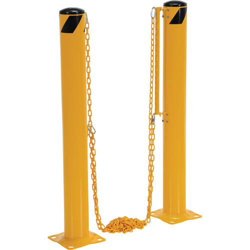 Dock Chain Barrier Bollard System, Steel, 42" H x 6-5/8" W, Yellow Superchem Industries