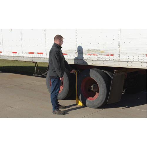 Ergo Handle Wheel Chock, Steel, Yellow, 8" W x 10-3/4" D x 9-1/8" H Superchem Industries