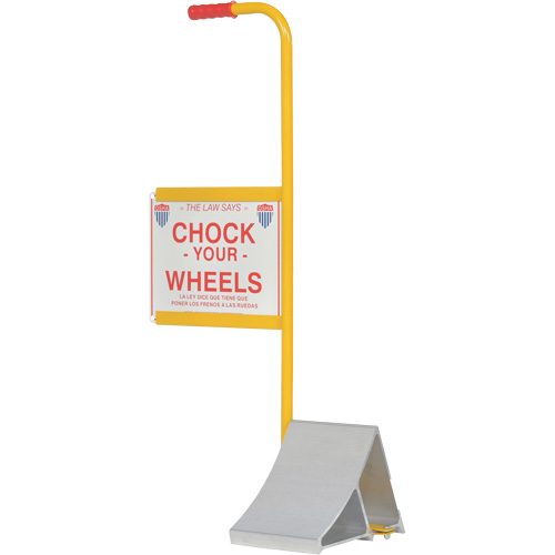 Wheel Chock with Handle & Sign, 7" W x 11-7/8" D x 7-11/16" H Superchem Industries