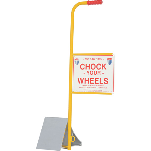 Wheel Chock with Handle & Sign, 7" W x 11-7/8" D x 7-11/16" H Superchem Industries