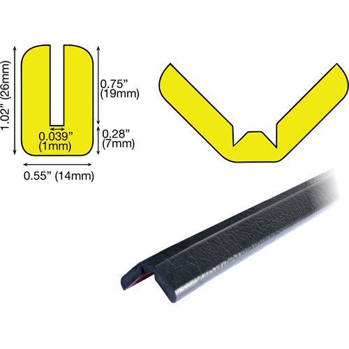 W Profile 1M Edge Protection Bumper Guard, 3.25' (0.99 m) Long Superchem Industries