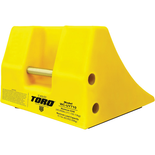 70 Ton Large Equipment Wheel Chock with Handle, Urethane, Yellow Superchem Industries