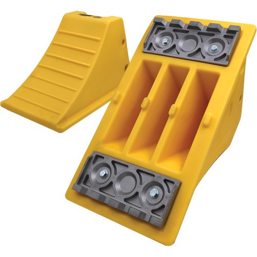 40 Ton Large Equipment Wheel Chock with Aluminum Cleats, Urethane, Yellow Superchem Industries