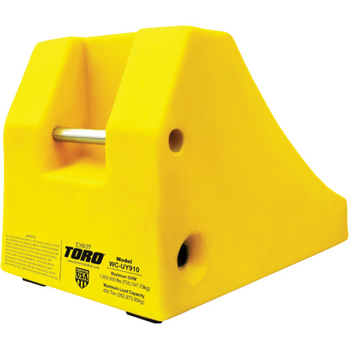 400 Ton Large Equipment Wheel Chock with Handle & Hole, Urethane, Yellow Superchem Industries