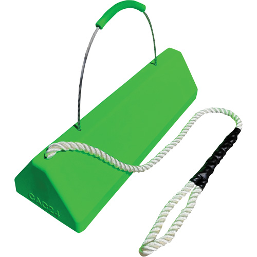 Checkers Safety SafeRay  Aircraft Wheel Chock with Loop Rope Cable Handle, Urethane, Fluorescent Green, 24" W x 8" D x 6" H Superchem Industries