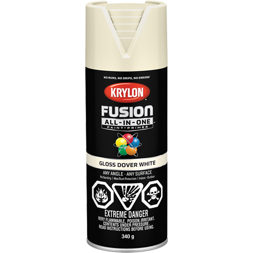 Peinture &agrave; pulv&eacute;riser tout en un Fusion, Blanc Dover, Brillant, 12 oz, Canette a&eacute;rosol Superchem Industries