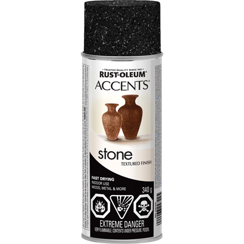 Peinture en a&eacute;rosol &agrave; effet de pierre Accents, Canette a&eacute;rosol, Granit noir Superchem Industries