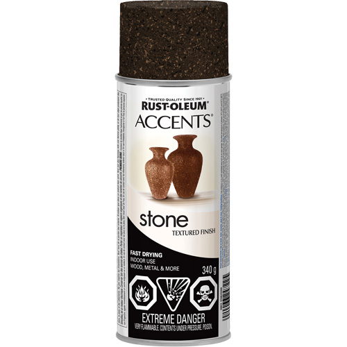 Peinture en a&eacute;rosol &agrave; effet de pierre Accents, Canette a&eacute;rosol, Brun min&eacute;ral Superchem Industries