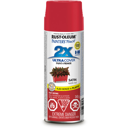 Painter's Touch&reg; Ultra Cover Paint, Apple Red, Satin, Aerosol Can Superchem Industries