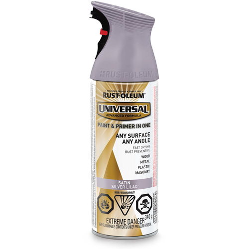 Universal&reg; Enamel Paint & Primer In One, Silver Lilac Purple, Satin, Aerosol Can Superchem Industries