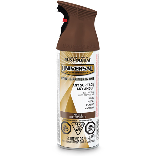 Universal&reg; Enamel Paint & Primer In One, Bittersweet Brown, Matte, Aerosol Can Superchem Industries