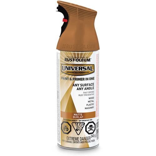 Universal&reg; Enamel Paint & Primer In One, Burlap Brown, Matte, Aerosol Can Superchem Industries