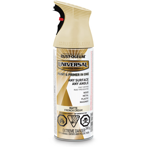 Universal&reg; Enamel Paint & Primer In One, French Cream White, Matte, Aerosol Can Superchem Industries