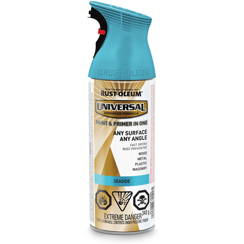 Universal&reg; Enamel Paint & Primer In One, Seaside Blue, Satin, Aerosol Can Superchem Industries