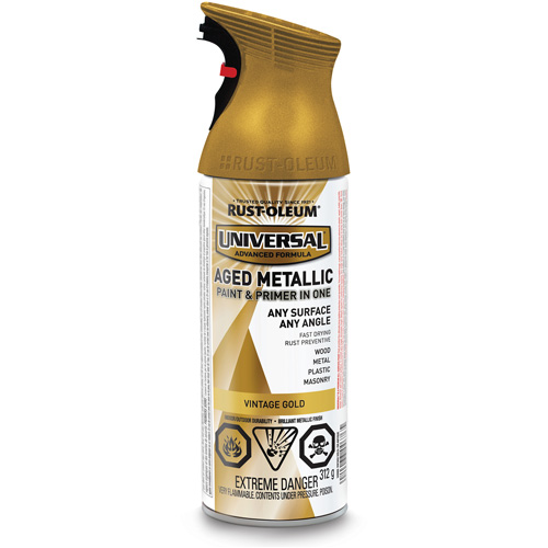 Peinture &agrave; pulv&eacute;riser dapparence vieillie Universal, Or vieilli, M&eacute;tallique, Canette a&eacute;rosol Superchem Industries