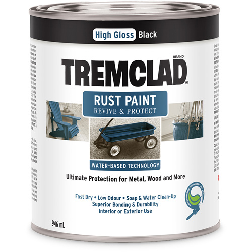 Peinture antirouille &agrave; base d'eau Tremclad, 946 ml, Canette, Noir Superchem Industries
