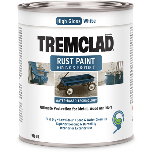 Peinture antirouille &agrave; base d'eau Tremclad, 946 ml, Canette, Blanc Superchem Industries