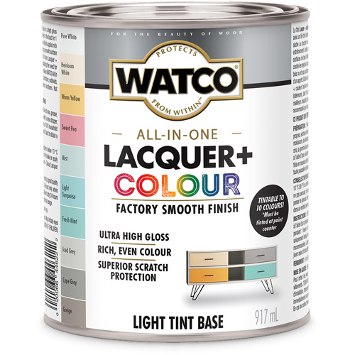 Composant de base clair pour finition laqu&eacute;e + couleur tout-en-un Watco, 946 ml, Base &agrave; ton clair, Tr&egrave;s brillant Superchem Industries
