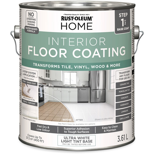 Couche de fond pour syst&egrave;me de rev&ecirc;tement de plancher int&eacute;rieur &agrave; la maison, 3,61 L, &agrave; l'eau, Tr&egrave;s mat, Base &agrave; teinter/Blanc Superchem Industries